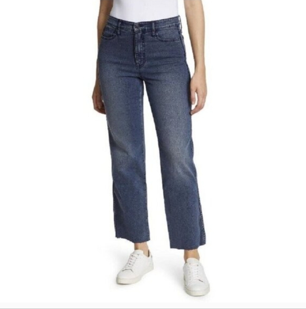 Sanctuary Black High-Rise Crop Straight Jean Women's 10 Waist 30 Raw Hem